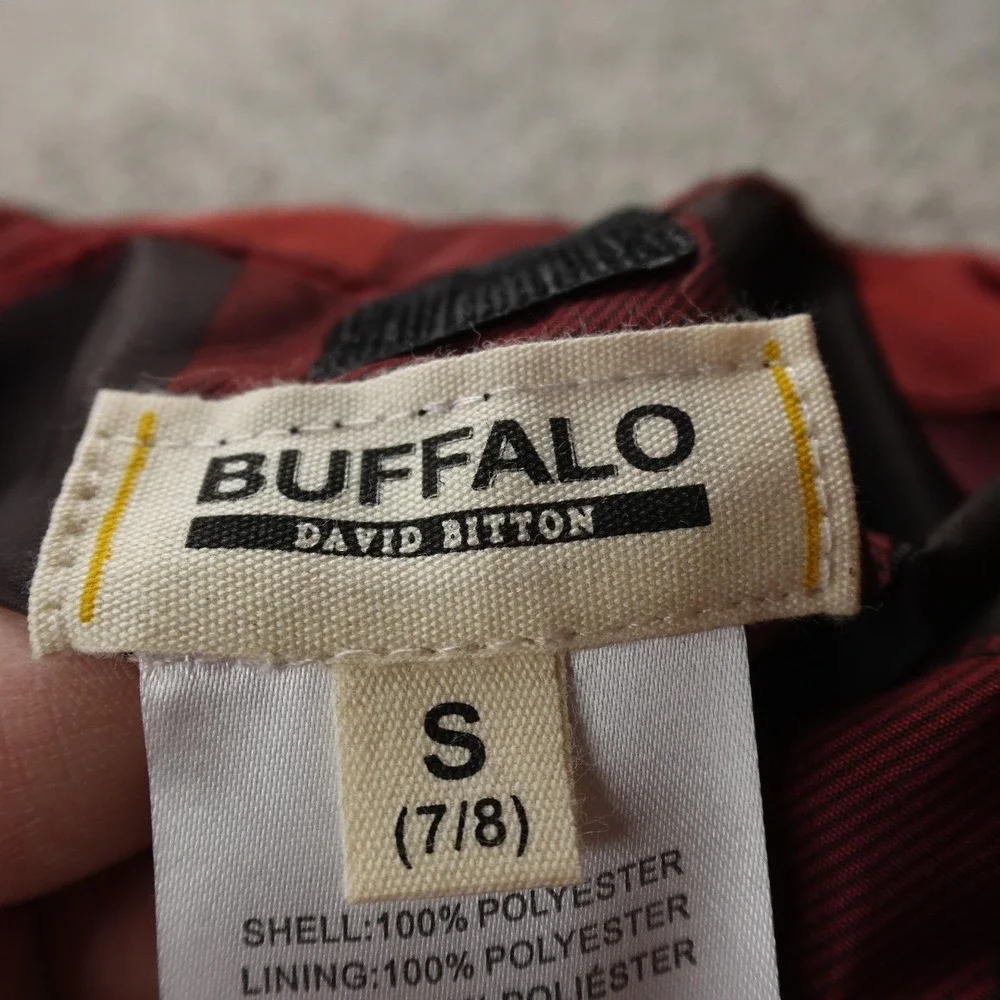 NEW Buffalo David Bitton Vest Kids S 7-8 Red Plaid Reversible Sherpa Lined Youth